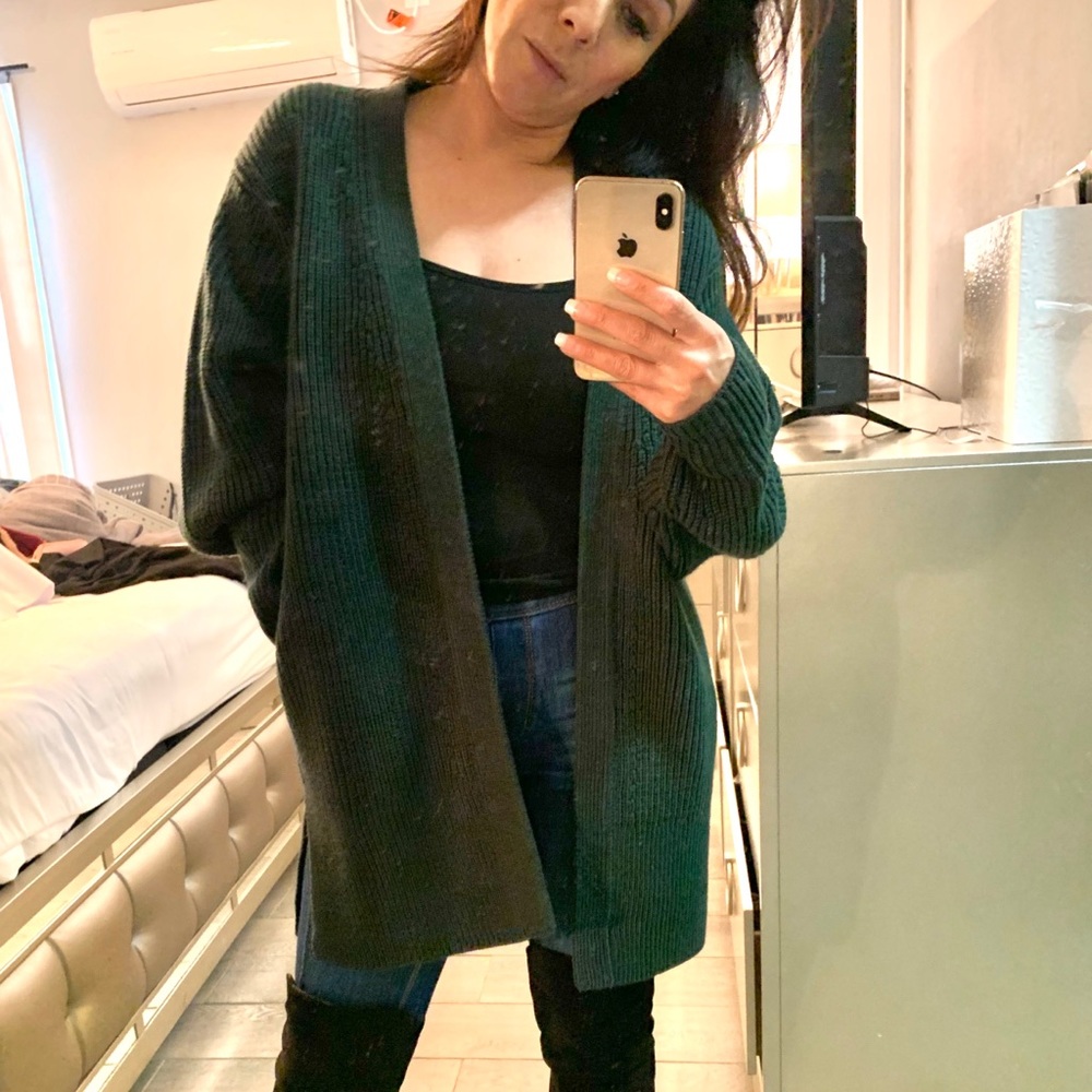 Emerald green oversized Cremieux open sweater
